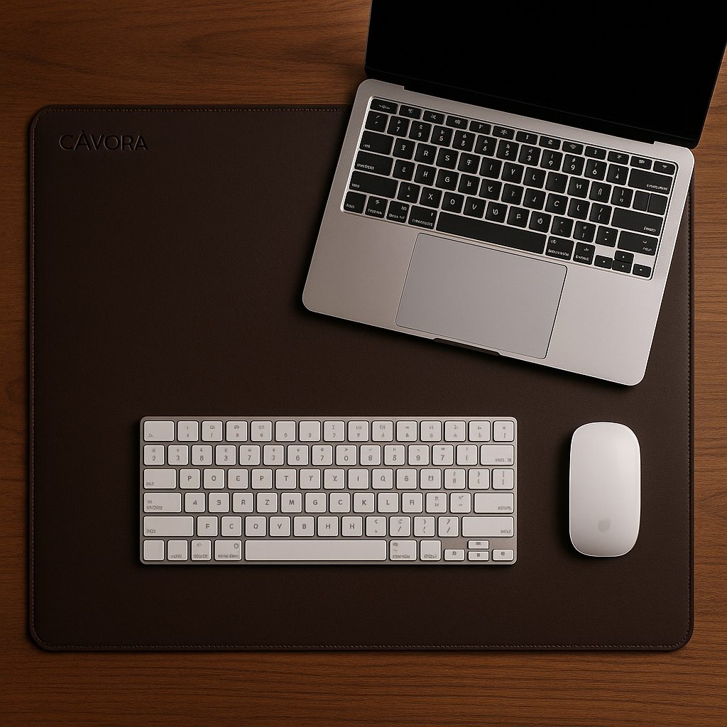 Desk pad CÁVORA Atelier en cuero Testa di Moro